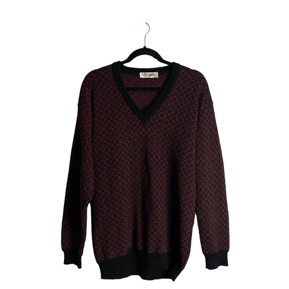 Modango Men's Patterned Wool V-Neck Soft Knit Sweater - Picture 1 of 9